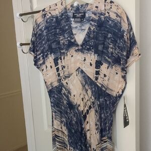 St. Tropez Blue White Graphic Asymmetrical Dress NWT Size 14
